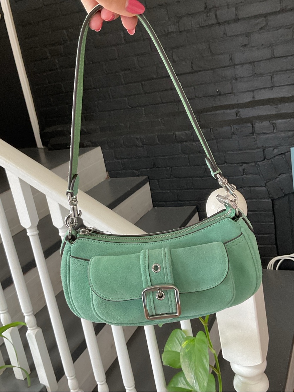 Coach NWT Mint Green Suede Ashton Mini Shoulder Bag